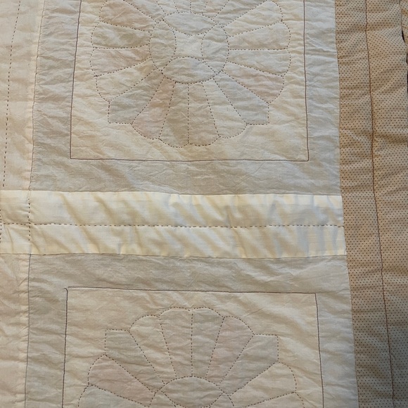 Rustic Brown and Orange Geometric Quilt vintage queen quilt - Picture 3 of 3